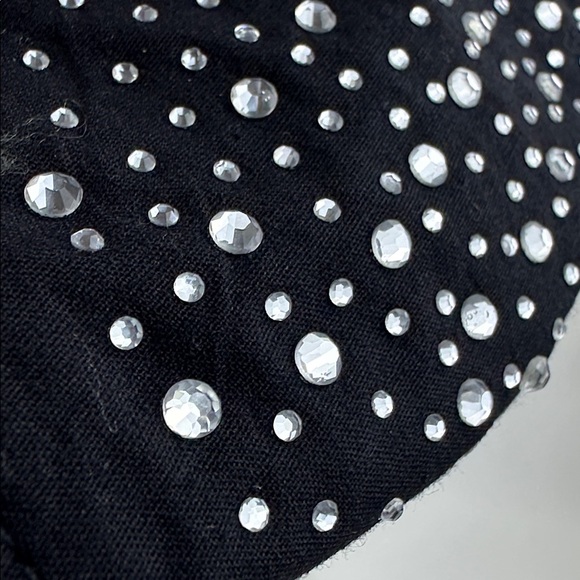 Face Mask. NEW. Black with Clear Sparkly Stones. Adjustable Ear Straps. - Picture 3 of 10